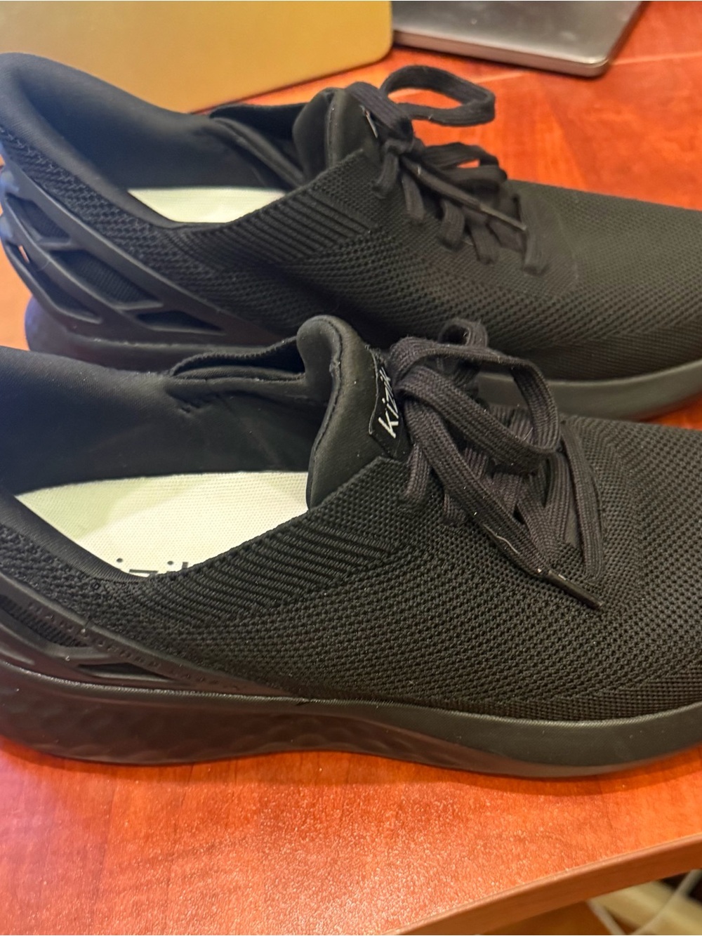 Women's Black Knit Lace-Up Athletic Sneakers